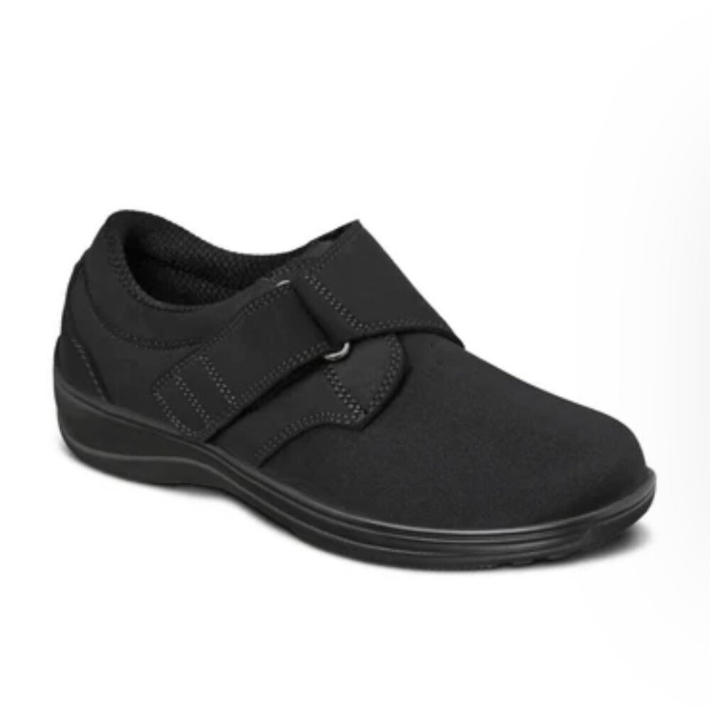 LADIES SIZE 8 ORTHOFEET WICHITA BLACK LIGHTWEIGHT ADJUSTABLE CLOSURE ON TOP